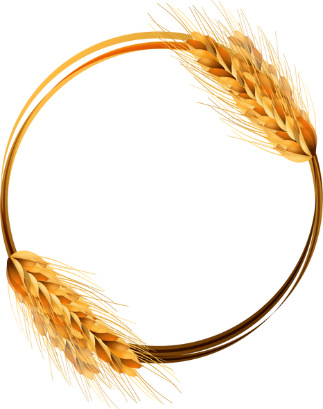 Round brown wheat frame illustration